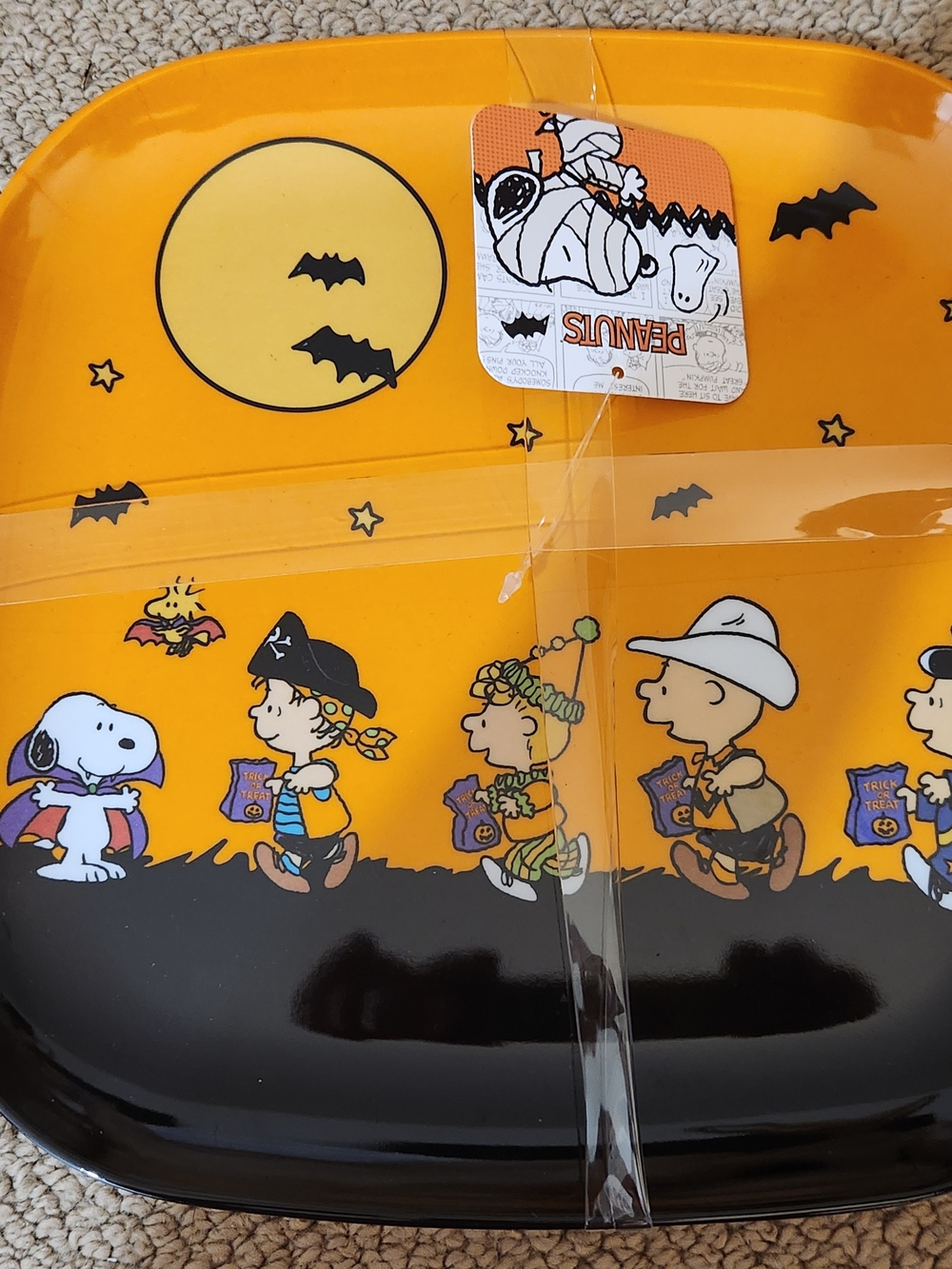Brand New with Tags Peanuts Halloween Costume Plate - Orange & Black
